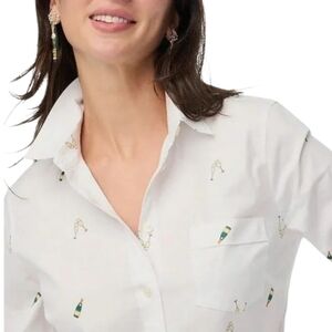 J. Crew NWT Button Up Poplin Shirt in Champagne Toast Size Medium White